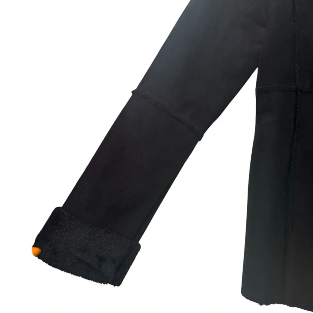 Black faux suede women’s coat‎